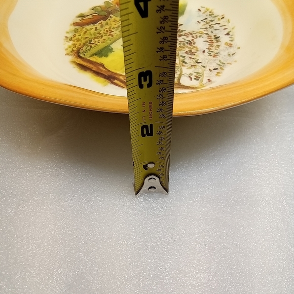 CERAMICHE TADINATE 10" Pasta Soup Salad Bowl Peach Rim Autumn Italy Farm Scene - Picture 4 of 14